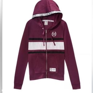🏝🌺Pink Victoria's Secret Maroon Small Hoodie Jacket Sweater